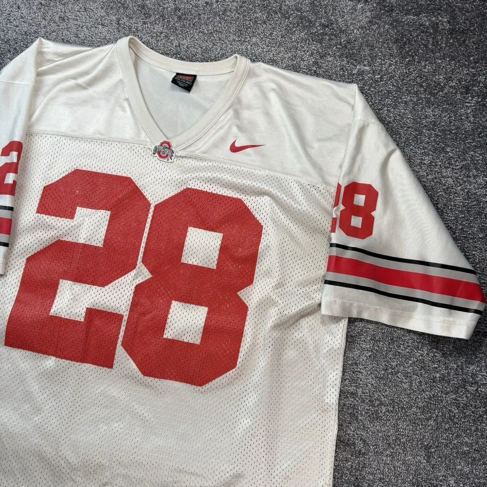 Nike Authentic Ohio State Buckeyes Football Jersey Mens XXL Sewn Beanie Wells 28